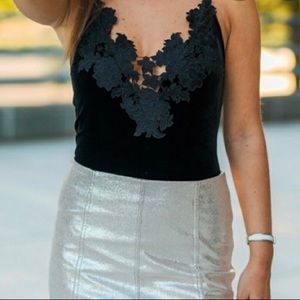 Express Black Velvet Bodysuit
